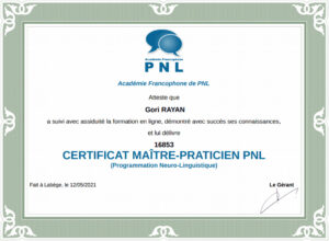 Diplôme maitre praticien PNL programmation neuro linguistique EFH hypno-alchimiste