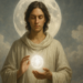 Illustration spirituelle d’un alchimiste méditant dans la lumière de l’Œuvre au Blanc