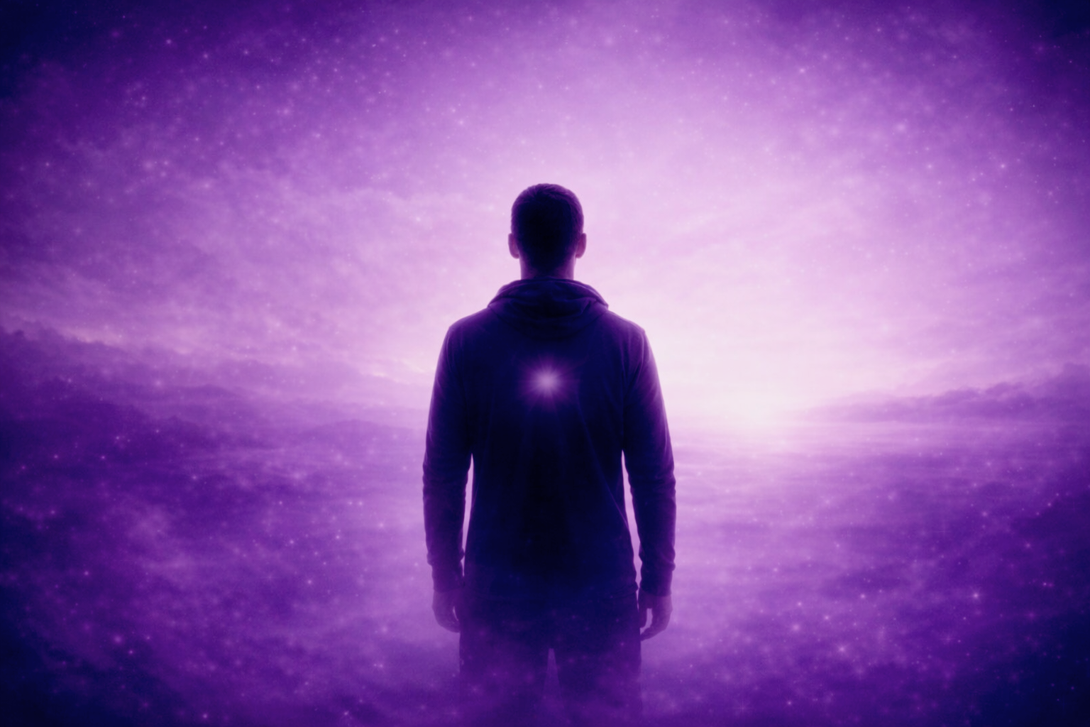 Hypnose et réorganisation intérieure — relecture et réécriture des schémas, lumière violette sobre — Rayan Gori, Hypno-Alchimiste