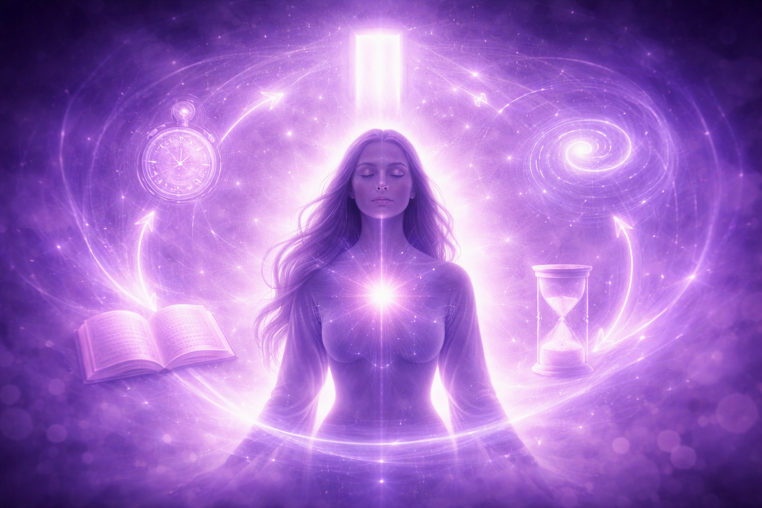 Illustration symbolique de l’hypnose régressive représentant l’exploration de la mémoire intérieure et des expériences profondes