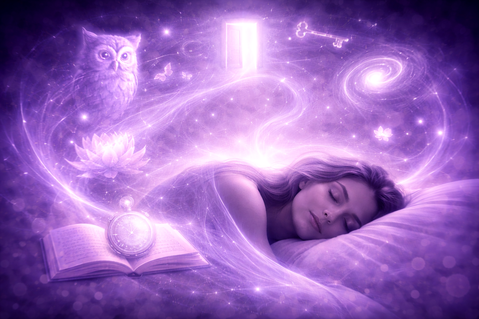 Illustration symbolique de l’interprétation des rêves représentant le langage de l’inconscient et les symboles oniriques