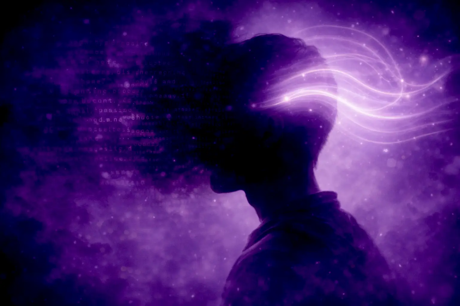 L’hypnose un état naturel : profil humain illustrant le dialogue intérieur et les pensées automatiques