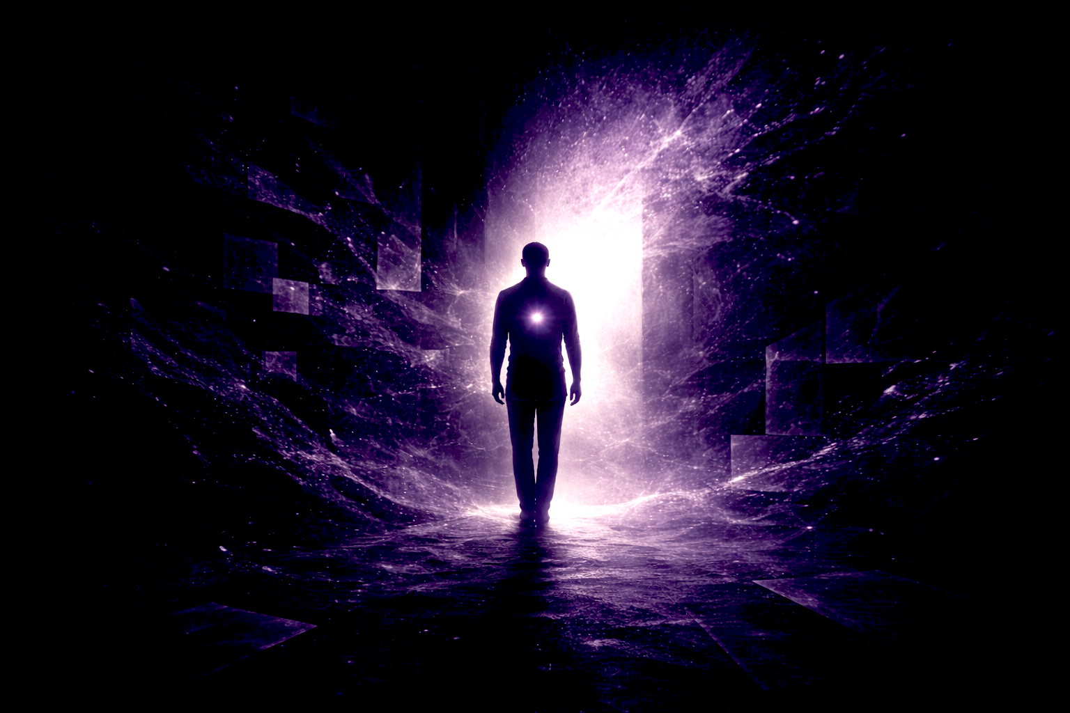 Œuvre au Noir, confrontation consciente à l’ombre intérieure et naissance progressive de la lumière psychique – illustration symbolique par Rayan Gori, Hypno-Alchimiste