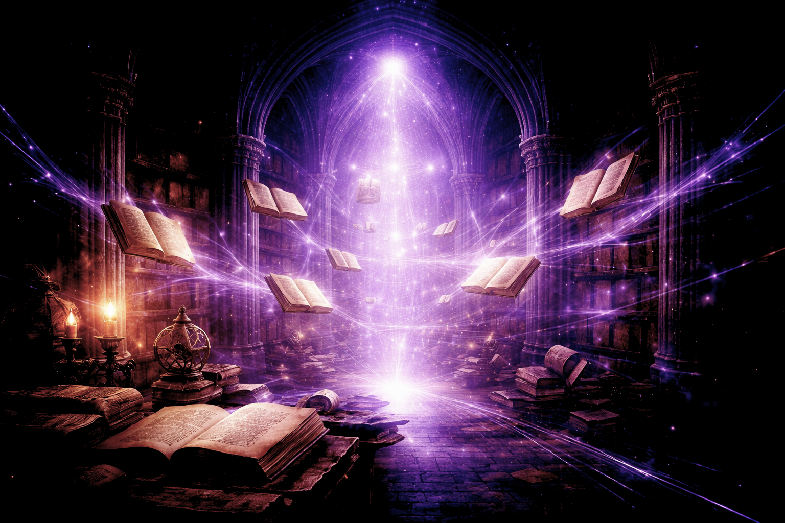 Racines occidentales de la contemplation : symboles de tradition monastique et attention intérieure dans une atmosphère violette — Hypno-Alchimiste