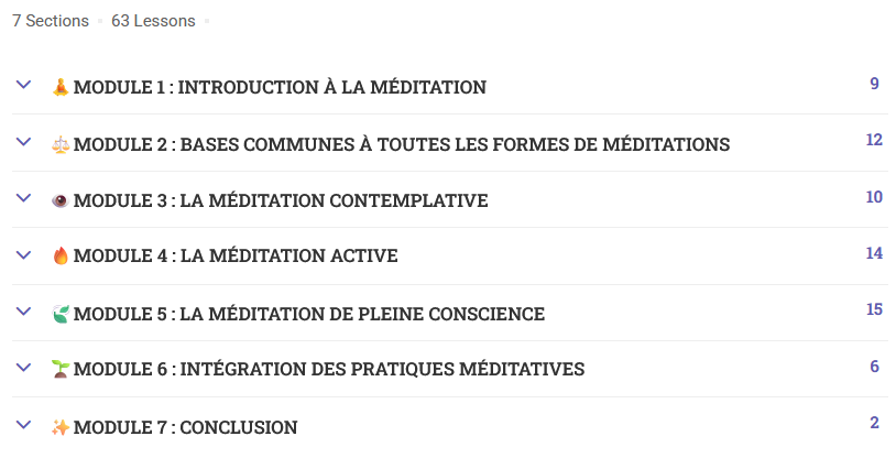 Programme formation méditation — 7 modules | Hypno-Alchimiste