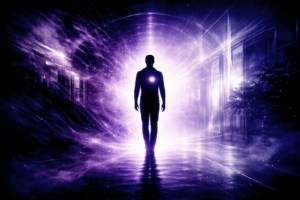 Silhouette avançant vers la lumière symbolisant la sortie de l’emprise et des dynamiques narcissiques – Rayan Gori, Hypno-Alchimiste